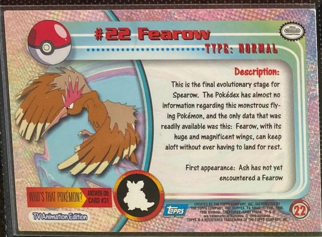 Fearow (22) [Topps TV Animation Edition Series 1 (Third Print)] - for just $0.75! 