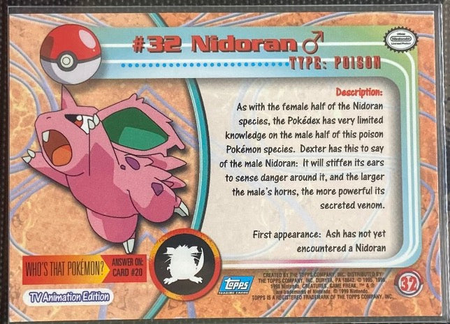 Nidoran M (32) [Topps TV Animation Edition Series 1 (Third Print)] - for just $0.75! 