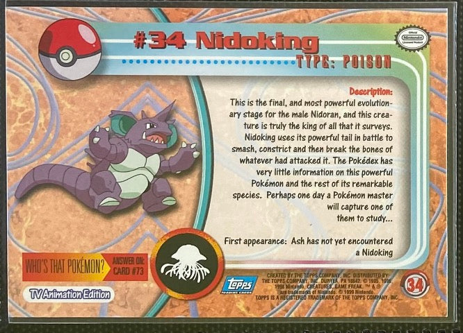 Nidoking (34) [Topps TV Animation Edition Series 1 (Third Print)] - for just $1! 