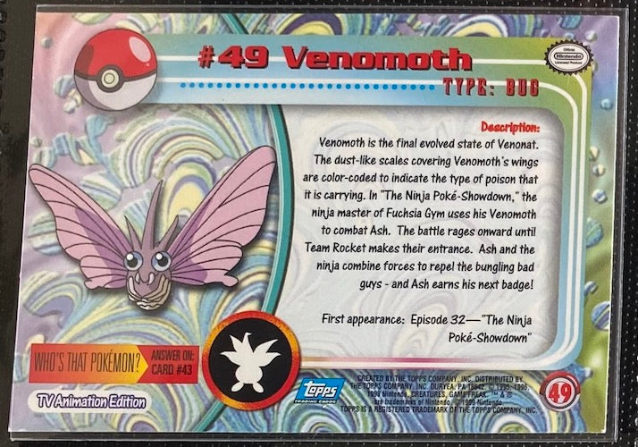 Venomoth (49) [Topps TV Animation Edition Series 1 (First Print)] - for just $2! 