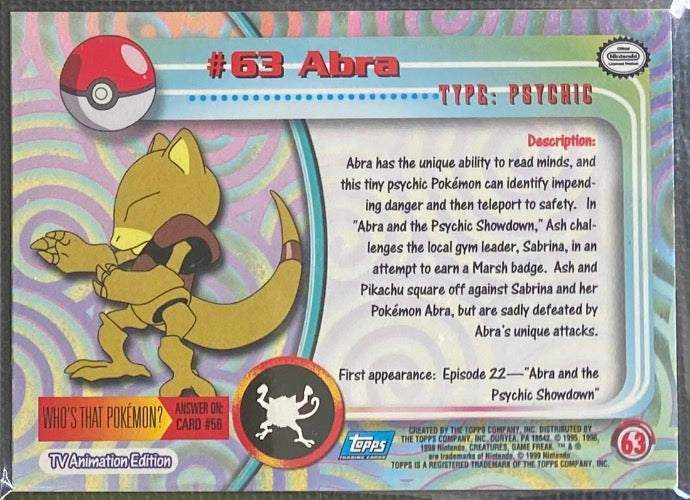 Abra (63) [Topps TV Animation Edition Series 1 (Third Print)] - for just $1! 