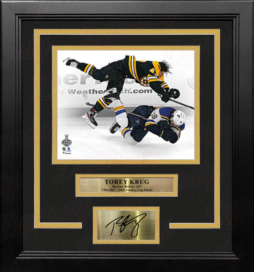 Torey Krug Boston Bruins 2019 Stanley Cup Finals Hit 8x10 Framed Photo with Engraved Autograph - for just $79.99! 