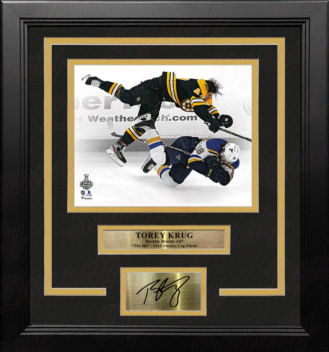 Torey Krug Boston Bruins 2019 Stanley Cup Finals Hit 8x10 Framed Photo with Engraved Autograph - for just $79.99! 