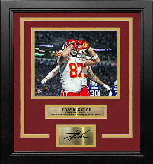 Travis Kelce Heart Hands Touchdown Kansas City Chiefs 8" x 10" Framed Photo with Engraved Autograph - for just $79.99! 