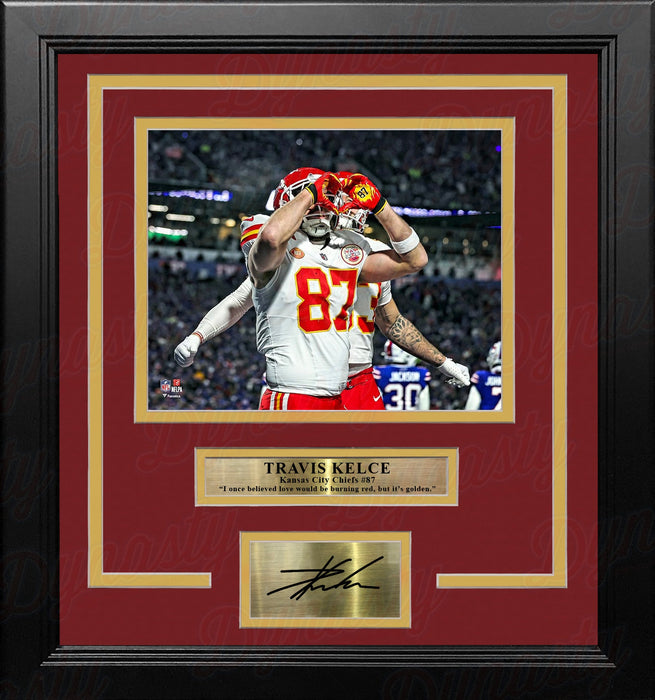 Travis Kelce Heart Hands Touchdown Kansas City Chiefs 8" x 10" Framed Photo with Engraved Autograph - for just $79.99! 