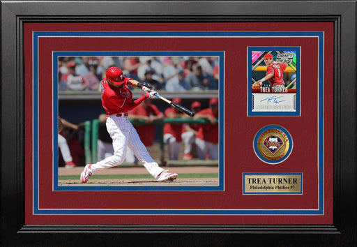 Trea Turner Philadelphia Phillies 8" x 10" Framed Baseball Photo with Panini Autographed Card - for just $199.99! 