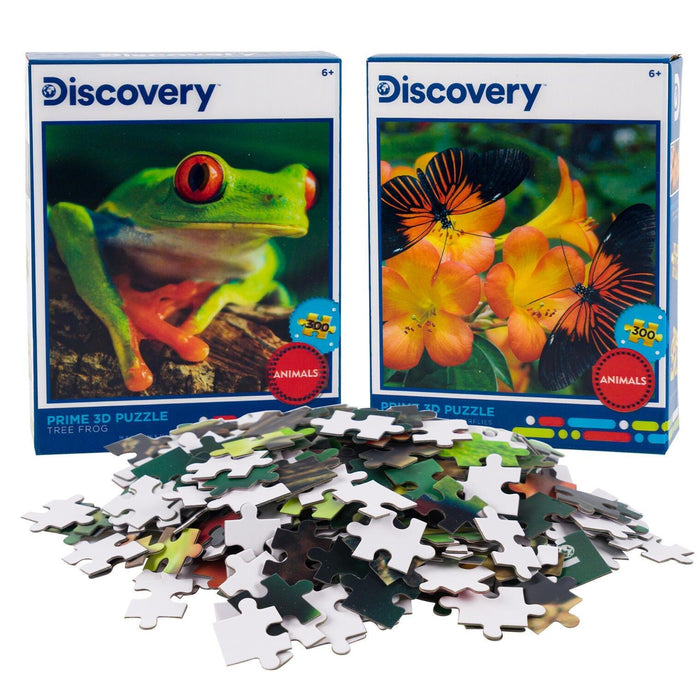 Tree Frog & Butterflies Set of 2 300 Piece Lenticular Jigsaw Puzzles Prime 3D - for just $10.99! 