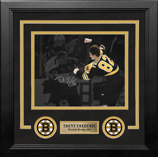 Trent Frederic Fight Boston Bruins Autographed 8" x 10" Framed Blackout Hockey Photo - for just $49! 