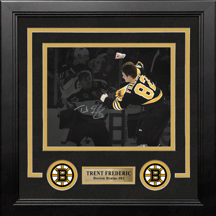 Trent Frederic Fight Boston Bruins Autographed 8" x 10" Framed Blackout Hockey Photo - for just $49! 