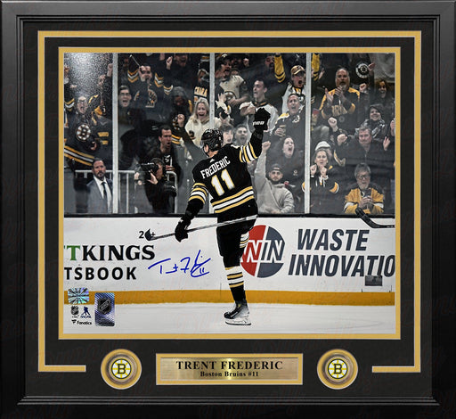 Trent Frederic Goal Celebration Boston Bruins Autographed 11" x 14" Framed Hockey Photo - for just $59! 