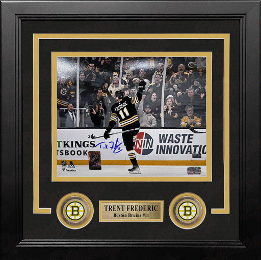 Trent Frederic Goal Celebration Boston Bruins Autographed 8" x 10" Framed Hockey Photo - for just $49! 
