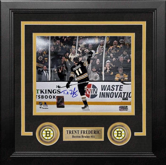 Trent Frederic Goal Celebration Boston Bruins Autographed 8" x 10" Framed Hockey Photo - for just $49! 