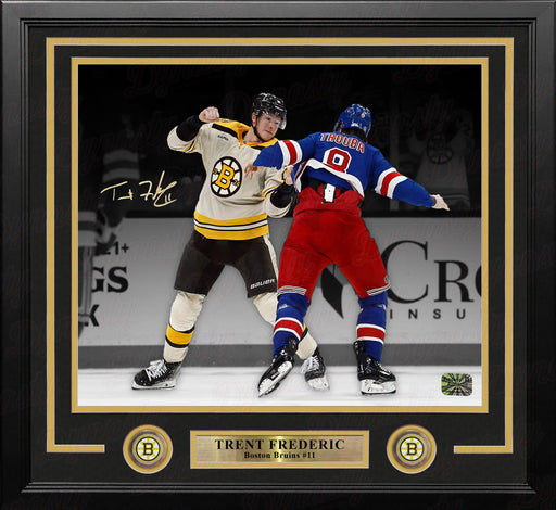 Trent Frederic Fighting Action Boston Bruins Autographed 16" x 20" Framed Hockey Photo - for just $69! 