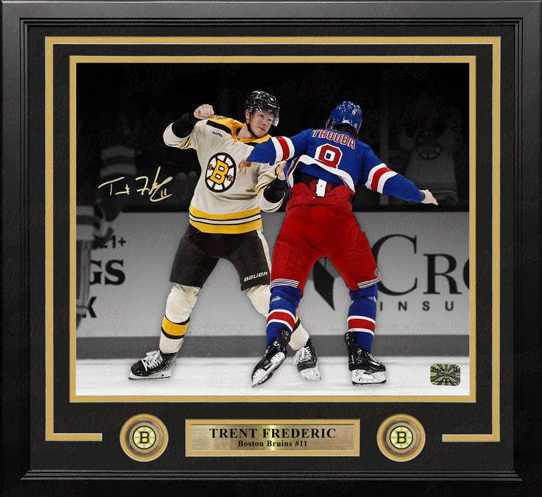 Trent Frederic Fighting Action Boston Bruins Autographed 11" x 14" Framed Hockey Photo - for just $59! 