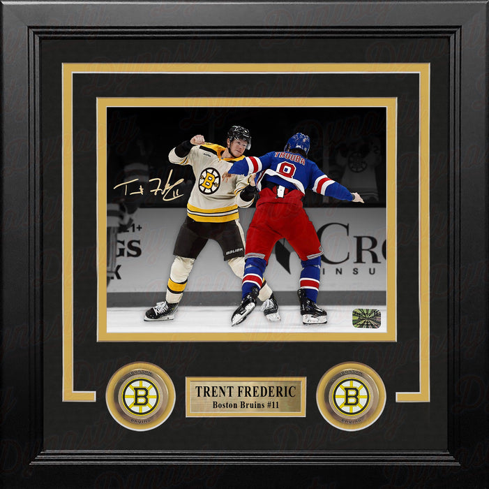 Trent Frederic Fighting Action Boston Bruins Autographed 8" x 10" Framed Hockey Photo - for just $49! 