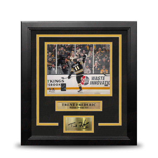 Trent Frederic Goal Celebration Boston Bruins 16" x 20" Framed Hockey Photo with Engraved Autograph - for just $129.99! 