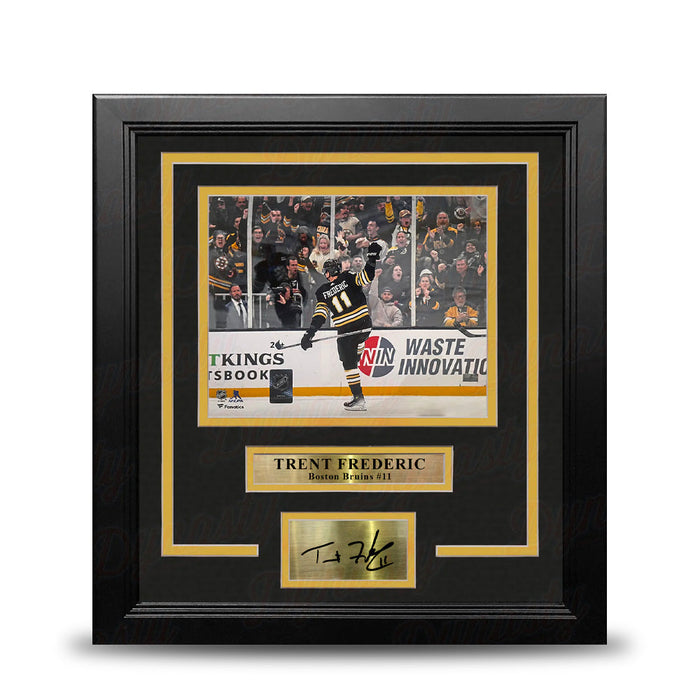 Trent Frederic Goal Celebration Boston Bruins 16" x 20" Framed Hockey Photo with Engraved Autograph - for just $129.99! 