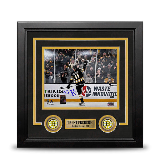 Trent Frederic Goal Celebration Boston Bruins Autographed 8" x 10" Framed Hockey Photo - for just $49! 