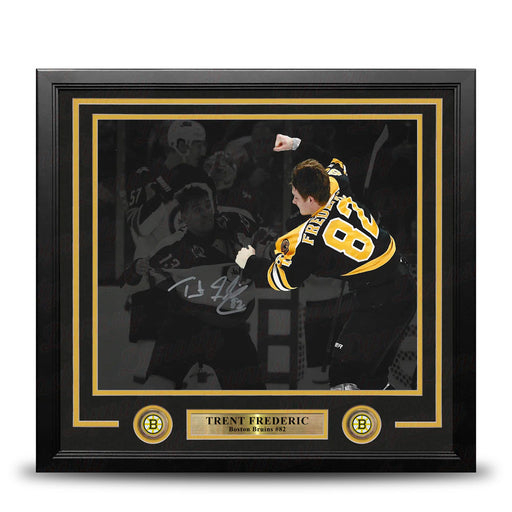 Trent Frederic Fight Boston Bruins Autographed 11" x 14" Framed Blackout Hockey Photo - for just $59! 
