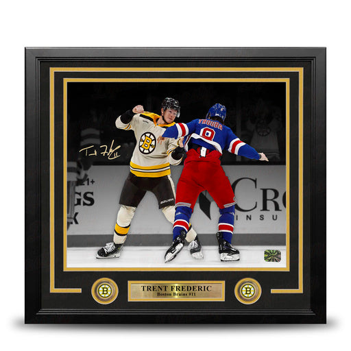 Trent Frederic Fighting Action Boston Bruins Autographed 16" x 20" Framed Hockey Photo - for just $69! 