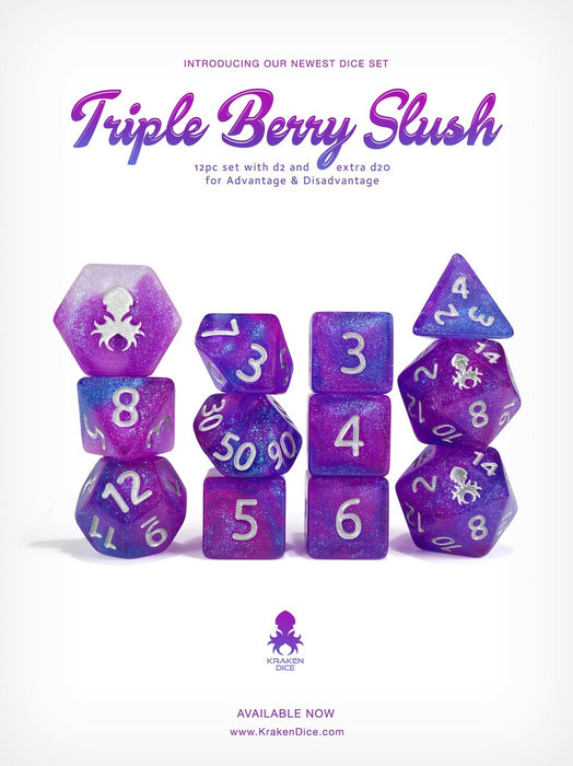 Kraken's Triple Berry Slush Rock Candy 12 pc Polyhedral Dice Set - for just $11.99! 