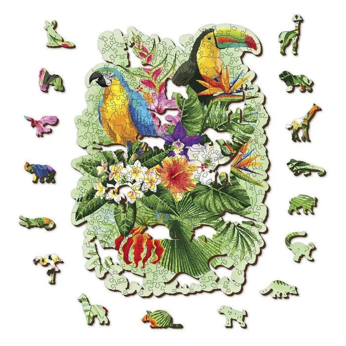 Tropical Birds 300 Piece Wood Jigsaw Puzzle Wooden City - for just $24.99! 