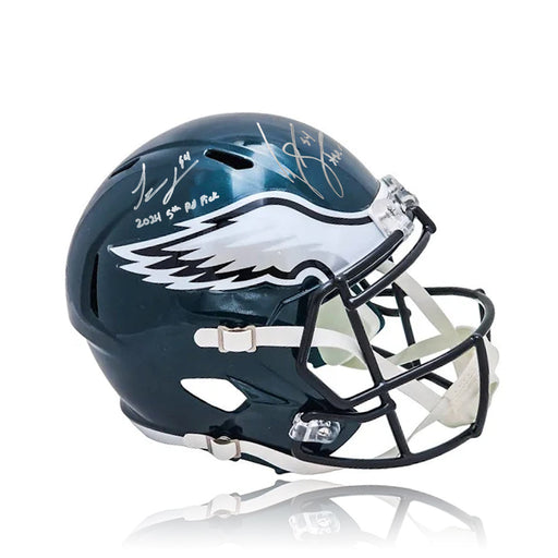 Jeremiah Trotter, Sr. & Jr. Philadelphia Eagles Autographed Football Helmet with Dual Inscriptions - for just $249.99! 