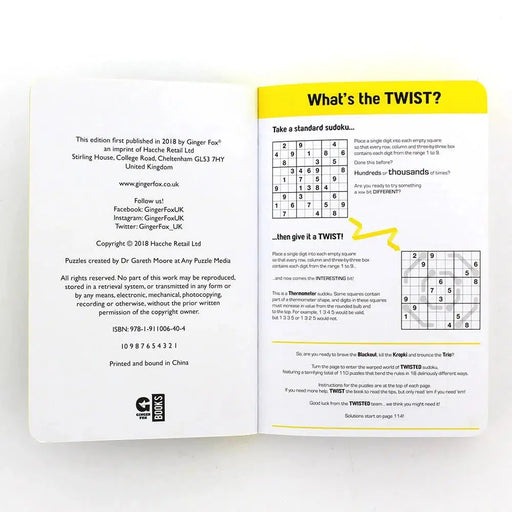 Twisted Sudoku Puzzle Book Ginger Fox - for just $10.99! 