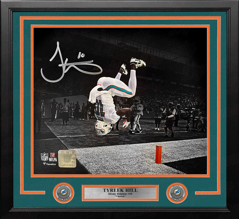 Tyreek Hill Backflip Action Miami Dolphins Autographed 16" x 20" Framed Football Photo - for just $249.99! 