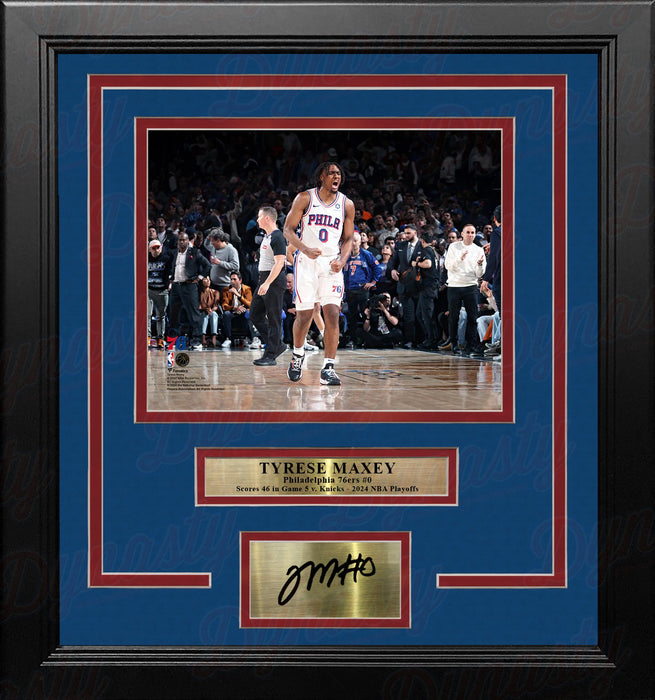 Tyrese Maxey Playoff Celebration Philadelphia 76ers 8" x 10" Framed Photo with Engraved Autograph - for just $79.99! 