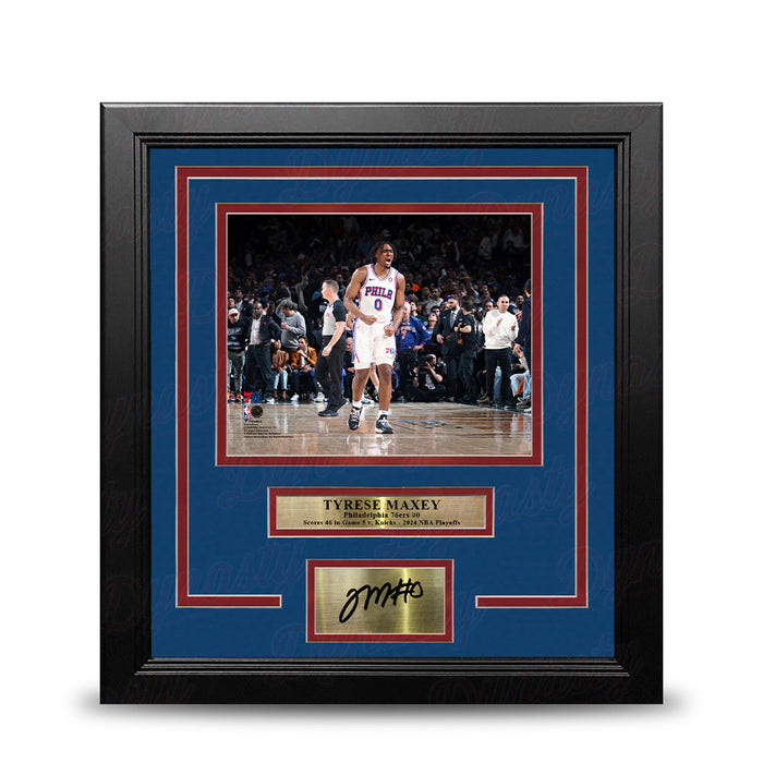 Tyrese Maxey Playoff Celebration Philadelphia 76ers 8" x 10" Framed Photo with Engraved Autograph - for just $79.99! 