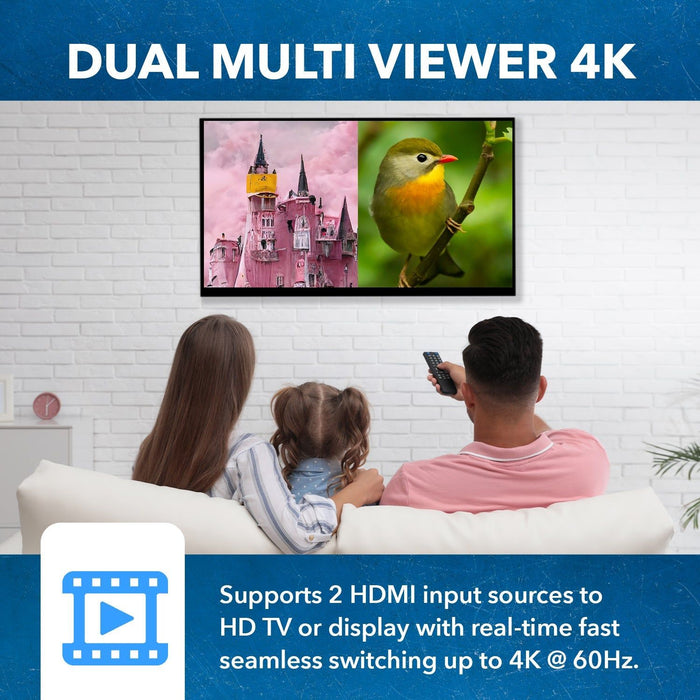 Ultra HD 4K Multi-Viewer 2x1 HDMI Seamless Video Switch(UHD-201MV) - Just $149.99! Shop now at Retro Gaming of Denver