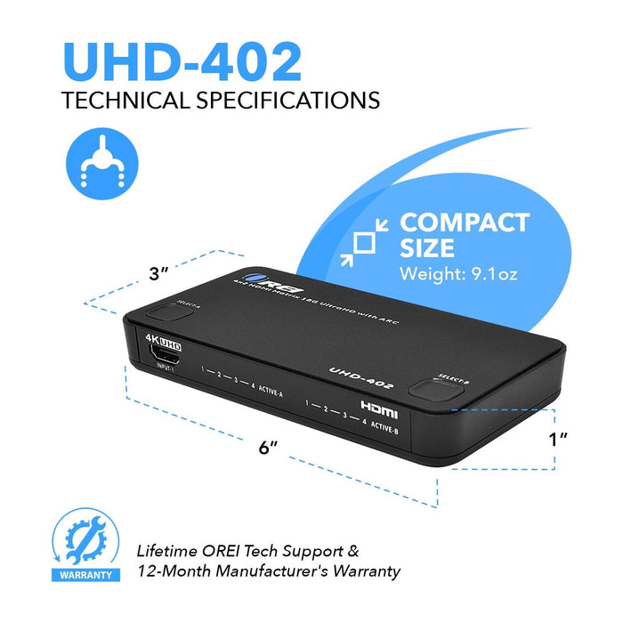 Ultra HD 4x2 HDMI Matrix Switch Full 3D with ARC Support (UHD-402) - Just $39.99! Shop now at Retro Gaming of Denver