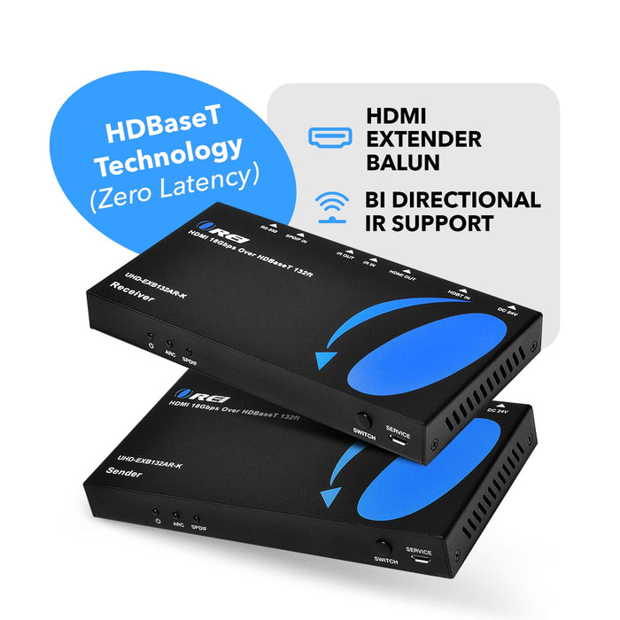 Ultra HD 4K HDMI Extender with HDBaseT Over CAT5e/6/7 Support ARC & Audio Extraction (UHD-EXB132AR-K) - Just $259.99! Shop now at Retro Gaming of Denver