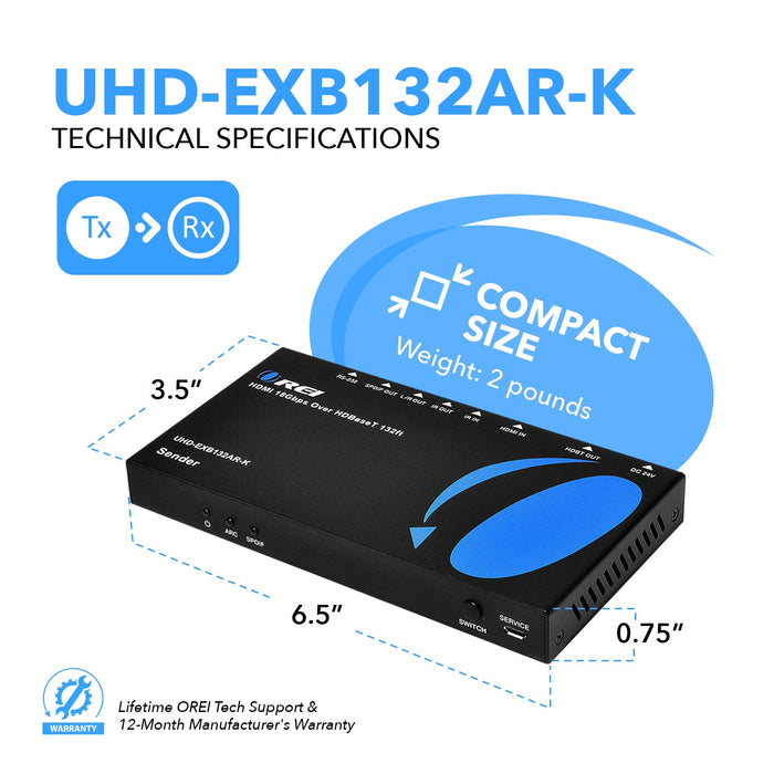 Ultra HD 4K HDMI Extender with HDBaseT Over CAT5e/6/7 Support ARC & Audio Extraction (UHD-EXB132AR-K) - Just $259.99! Shop now at Retro Gaming of Denver