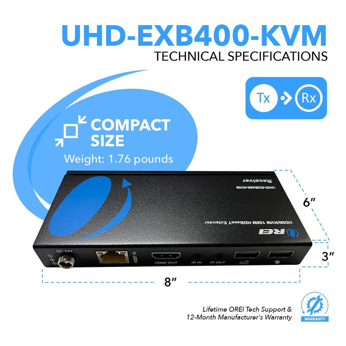 4K KVM HDMI HDBaseT Extender Over CAT6/CAT7 Cable Up To 400 Ft Keyboard & Mouse Over Network (UHD-EXB400-KVM) - Just $179.99! Shop now at Retro Gaming of Denver