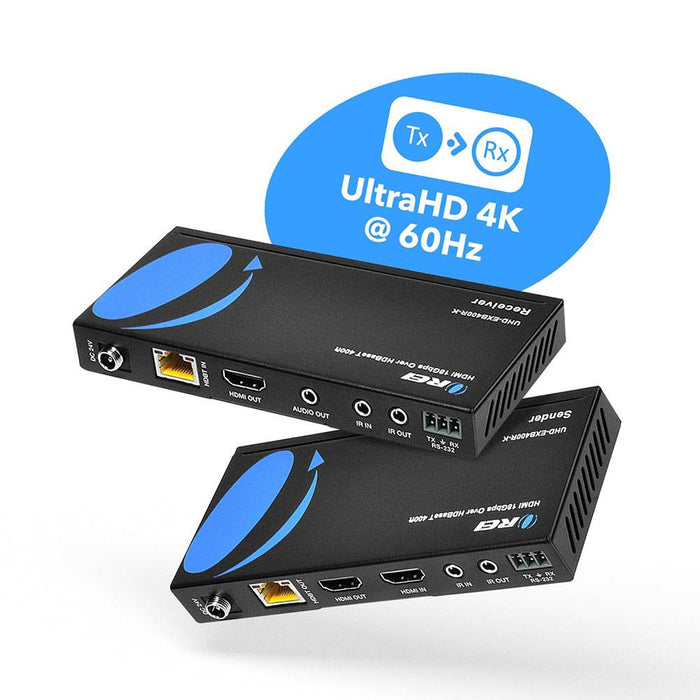 HDMI Extender with HDBaseT Over CAT5e/6/7 Upto 400 Ft - IR Control & HDMI Loopout (UHD-EXB400R-K) - Just $164.99! Shop now at Retro Gaming of Denver