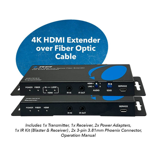 4K HDMI over Optical Fiber Extender with Audio Extraction and Bi-Directional IR (UHD-FO10-K) - Just $399! Shop now at Retro Gaming of Denver