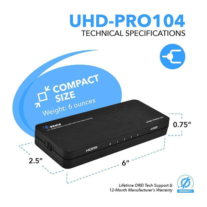 1x4 HDMI Splitter: 1-in 4-out, UltraHD 4K, Auto-Downscale, EDID (UHD-PRO104) - Just $39.99! Shop now at Retro Gaming of Denver