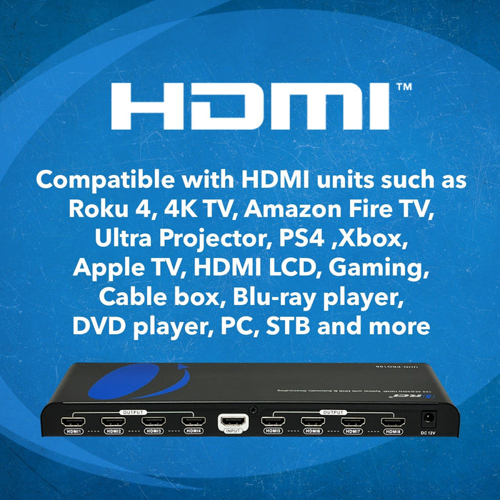 1x8 HDMI Splitter: 1-in 8-out, UltraHD 4K, Auto-Downscale, EDID (UHD-PRO108) - Just $79.99! Shop now at Retro Gaming of Denver