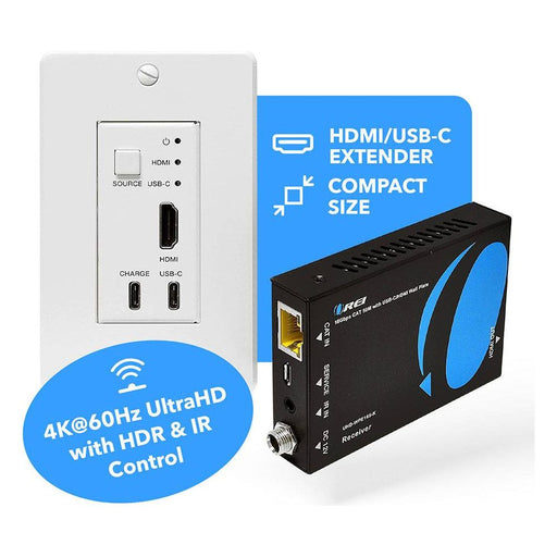 4K HDMI/USB-C Extender Over Single CAT6/7 with 4K@60Hz Wall Plate Transmitter, HDR & IR Control Upto 165ft (UHD-WPE165-K) - Just $124.99! Shop now at Retro Gaming of Denver