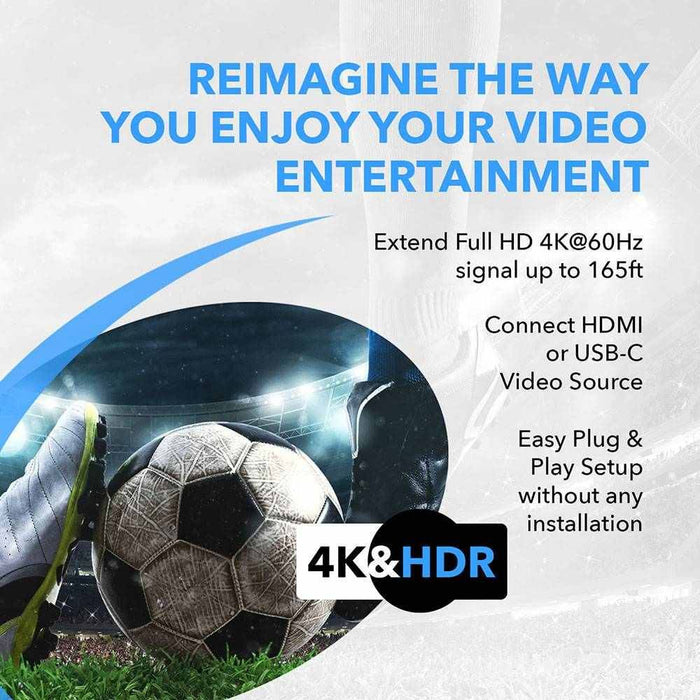 4K HDMI/USB-C Extender Over Single CAT6/7 with 4K@60Hz Wall Plate Transmitter, HDR & IR Control Upto 165ft (UHD-WPE165-K) - Just $124.99! Shop now at Retro Gaming of Denver