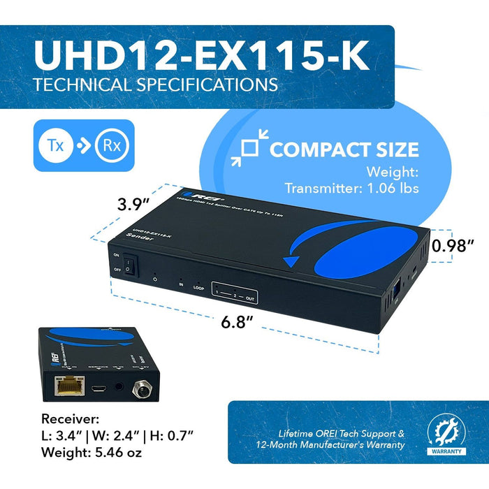 4K Ultra HD 1x2 HDMI Extender Splitter Over CAT6/7 Up To 115 Ft -EDID (UHD12-EX115-K) - Just $174.99! Shop now at Retro Gaming of Denver