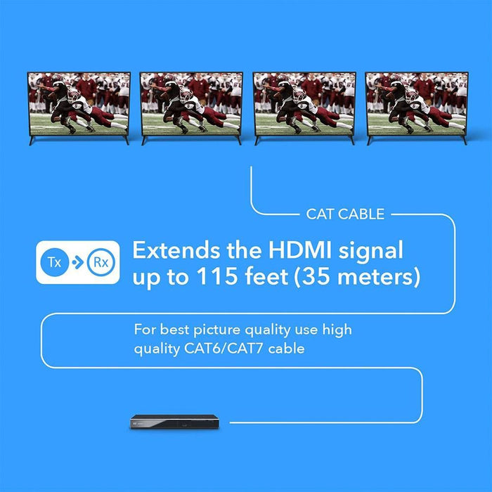 4K Ultra HD 1x4 HDMI Extender Splitter Over CAT6/7 Up to 115 Ft -EDID-Low Latency (UHD14-EX115-K) - Just $289.99! Shop now at Retro Gaming of Denver