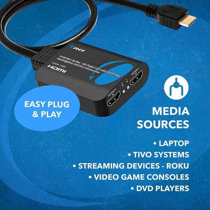 1x2 HDMI Splitter 1 in 2 out with Downscaler, 3D, upto 4k@60Hz (UHDS-102C) - Just $26.99! Shop now at Retro Gaming of Denver