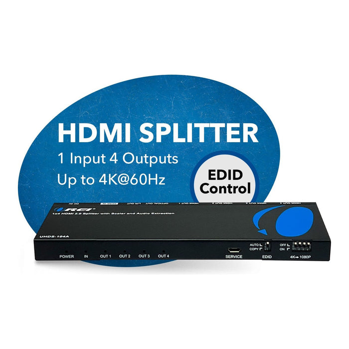 OREI 4K 1x4 HDMI Splitter with Scaler and Audio Extraction with EDID management (UHDS-104A) - Just $59.99! Shop now at Retro Gaming of Denver