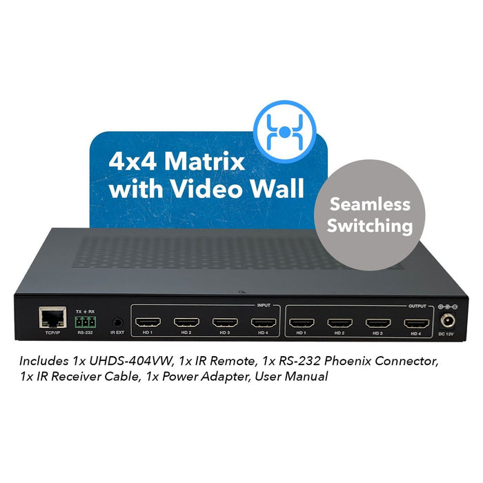 4K@60Hz 4x4 Seamless Matrix with Video Wall (UHDS-404VW) - Just $499! Shop now at Retro Gaming of Denver