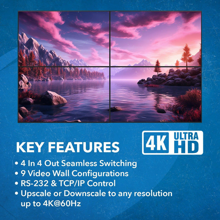 4K@60Hz 4x4 Seamless Matrix with Video Wall (UHDS-404VW) - Just $499! Shop now at Retro Gaming of Denver