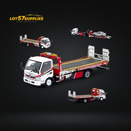 Unique Model Hino 300 Dutro Flatbed Flatbed Tow Truck in WORLD CHAMPION Livery 1:64 - for just $69.99! 