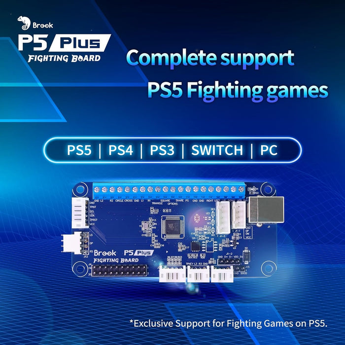 Brook P5 Plus Fighting Board - Pre-Installed Header Version, Lightning-Quick Response Times to Dominate The Fight. Arcade Stick PCB for PS5 Fighting Games, PS4, PS3, Switch and PC(X-Input) Consoles - Just $75! Shop now at Retro Gaming of Denver